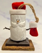 S'mores Snowman Chocolate Marshmallow Graham Cracker Santa Christmas Ornament