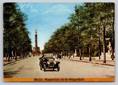 Vintage Berlin Siegesallee Victory Column Postcard 1994 Posted Germany Car