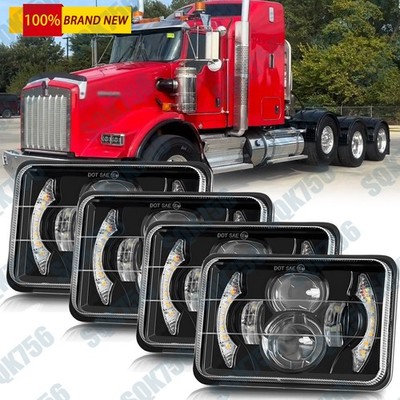 4PCS 4x6'' LED Headlights for Kenworth T800 T400 T600 W900B Classic 120/132 HK