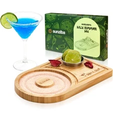 Margarita Salt Rimmer Set for up to 6" Rims | Bamboo Salt Rimmer for Cocktail...