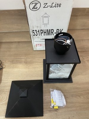 Z-Lite 531PHMR-BK Portland 16'' Tall 1 Light Outdoor Lantern Post Light *READ*