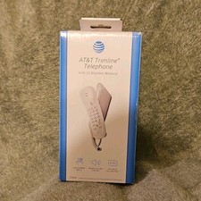 AT T Trimline Corded Telephone White 13 Number Memory Caller ID Wall Mountable