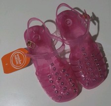Wonder Nation Girls Pink Embellished Closed Toe Jellies Size 1 NWT