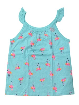 Oshkosh B Gosh Toddler Girls Flutter Sleeve Turquoise Flamingo Tank Top Size 4T