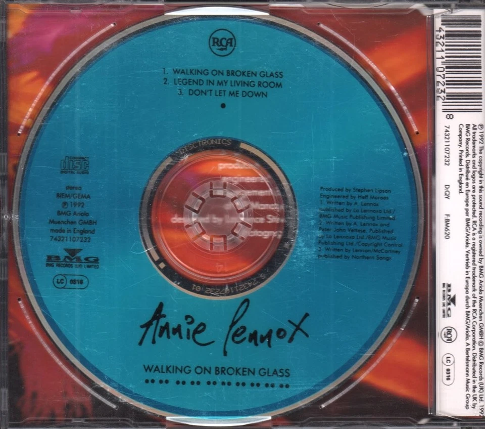 Annie Lennox Walking On Broken Glass CD UK Rca 1992 single 74321107232 - Image 2 of 2