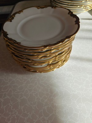 Konvolut aus 12 Desserttellern Durchmesser 15 cm weiß/gold Hutschenreuther Selb