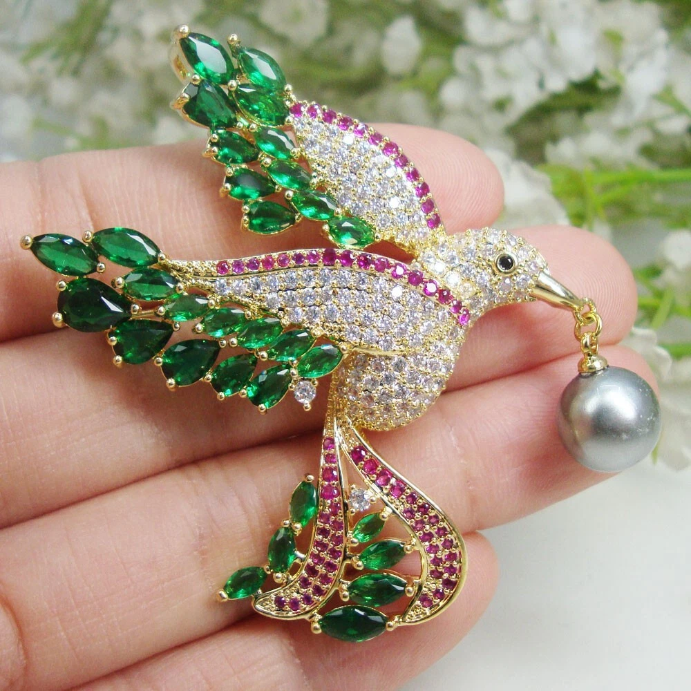 Luxurious Multi-color Peacock Festival Gifts Woman's Brooch Pin Zircon  Crystal