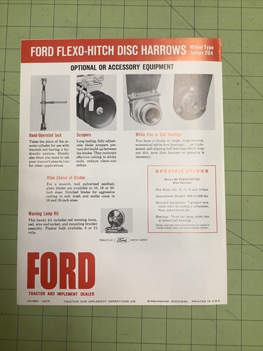 Ford Flexo Hitch Disc Harrows 204 Wheel Type Brochure INVP0414 - Picture 4 of 6