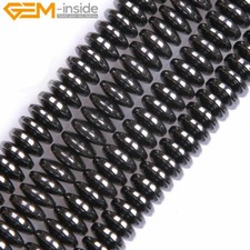 Black Jet Hematite Rondelle Stone Spacer Beads Jewelry Making 15" Non-magnetic