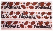 25 YARD ROLL SALE - 7/8 I LOVE FOOTBALL SPORTS CHEER TEAM GROSGRAIN RIBBON