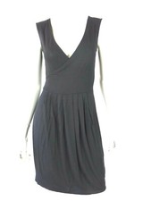 WILLI SMITH SZ XS Black Wrap/Enveloped Pleated Waist Knit-Cloth Tunic Dress