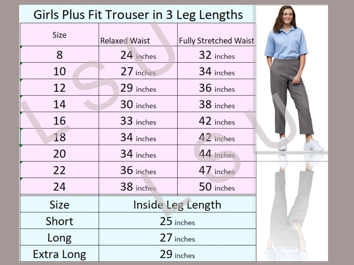 Pantalones escolares de ajuste grande para niñas Medio cintura elástica elásticos Pantalones para niñas