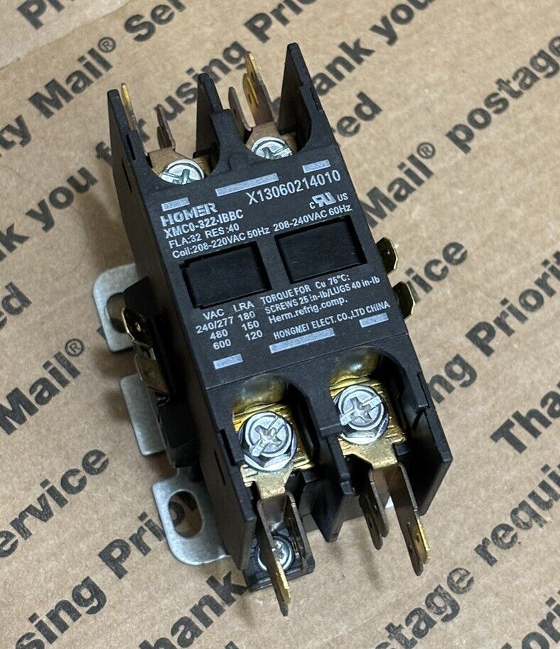 Homer XMC0-322-IBBC Contactor 2-Pole 32A Coil 208-240vac Homer XMC0-322-IBBC Contactor 2-Pole 32A Coil 208-240vac