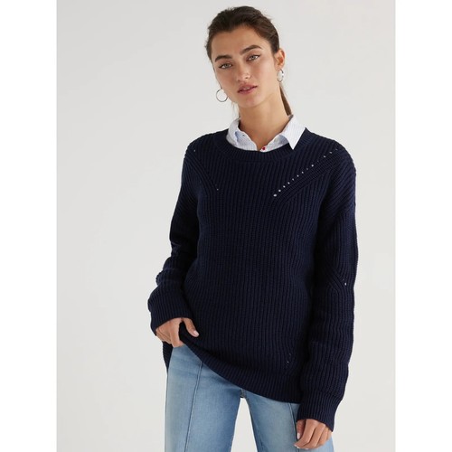 Time and Tru Women's Shaker Knit Sweater, Midweight - Picture 11 of 20