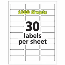 1 x 2 5/8 30000 Address Blank Labels Laser Ink Jet Mailing Adhesive 2.625 x 1