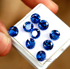 12 Pcs Loose Gemstone Certified Ceylon Natural Blue Sapphire Round Cut 6mm
