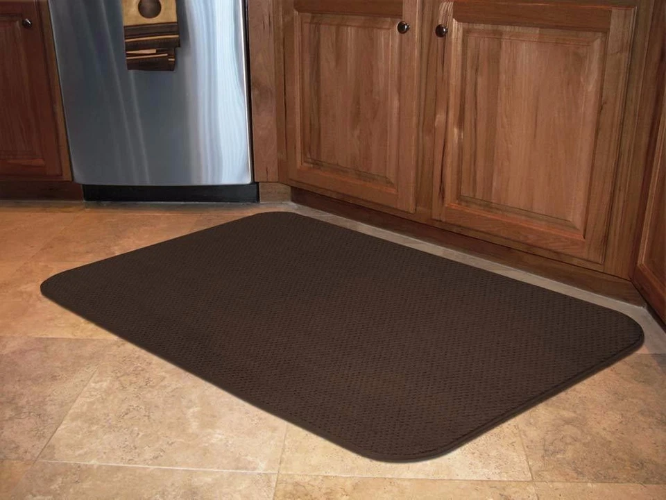 SKID-RESISTANT RUG living area carpet kitchen floor mat CHOCOLATE BROWN - Image 4 of 4
