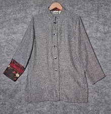 Chicos Design Blazer Jacket Womens M Gray Tweed Mid Length Heritage