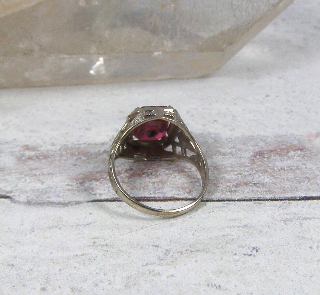 Order of the Eastern Star 10K White Gold Ruby Fil… - image 3