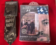NEW DUCK DYNASTY SHOWER CURTAIN WALL MURAL PHIL WILLEY JASE REDNECK + BONUS TIE