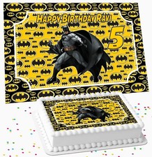 BATMAN BIRTHDAY PARTY PERSONALISED ICING EDIBLE COSTCO CAKE TOPPER SHB-07
