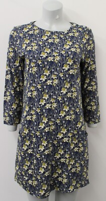 Ex-Seasalt Navy Mix Floral Printed 3/4 Sleeved Scoop Neck Tunic-UK10