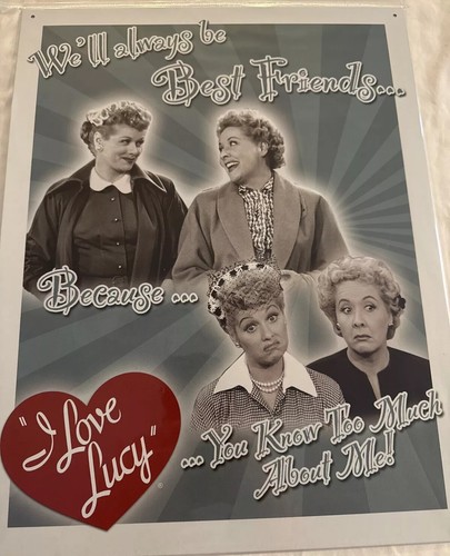 I Love Lucy Lucy Best Friends Tin Sign 16”x12.5” New - Picture 2 of 2