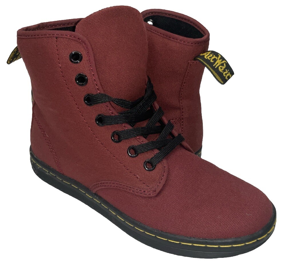 Dr Martens Boots Shoreditch Canvas Air Wair Red Maroon JY004
