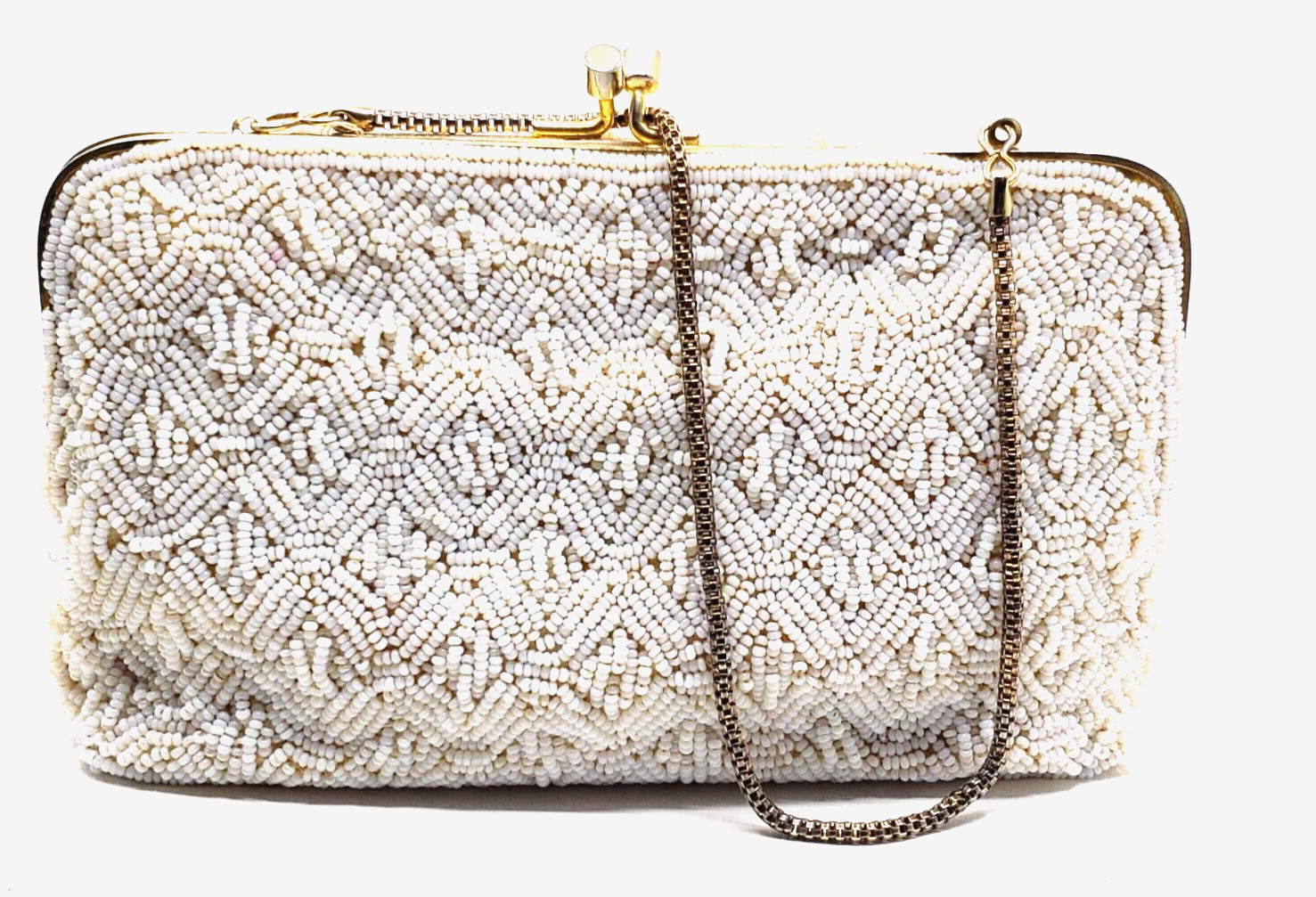 VINTAGE BEADWORK RETRO PATTERN EVENING PURSE HAND… - image 2