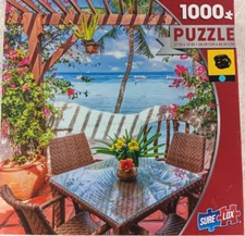 Tropical Island 1000 Piece Jigsaw Puzzle Old East Main Co Sure Lox 27" x 19"