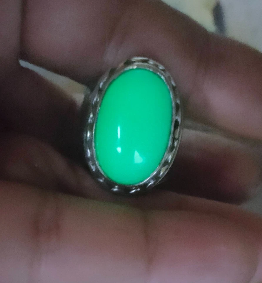 Anillo de plata 970 piedra de energía rara luminosa خاتم بحجر الطاقة الاصلي المضيئ Foto 2 de 4