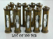 Brass Antique Sand Timer Key chain Lot of 100 Piece Hourglass Key Chain Key Ring