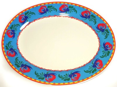 Vista Alegre Amazonia Multi-Motif Floral Rim 13'' Oval Platter Serving Plate
