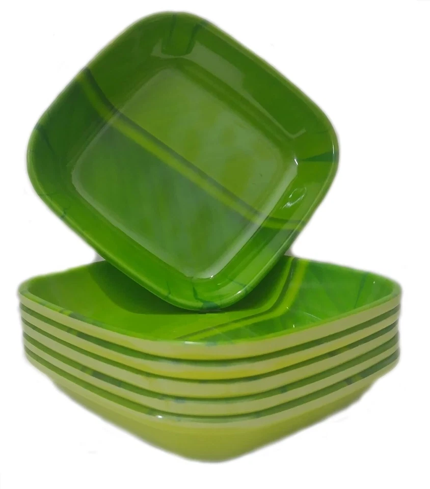 Banana Leaf South Indian Ice Cream Starters Serving Melamine Plate 6" Pack of 6 - Image 4 of 4