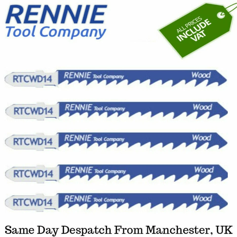 RENNIE TOOL COMPANY Pack of 20 T144D Type T Shank HCS Jigsaw Blades For Wood Fit Bosch Dewalt Makita
