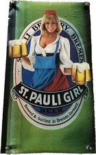 St. Pauli Girl Poster Vintage 1983 Brewed & Bottled Bremen Germany 39" x 22"