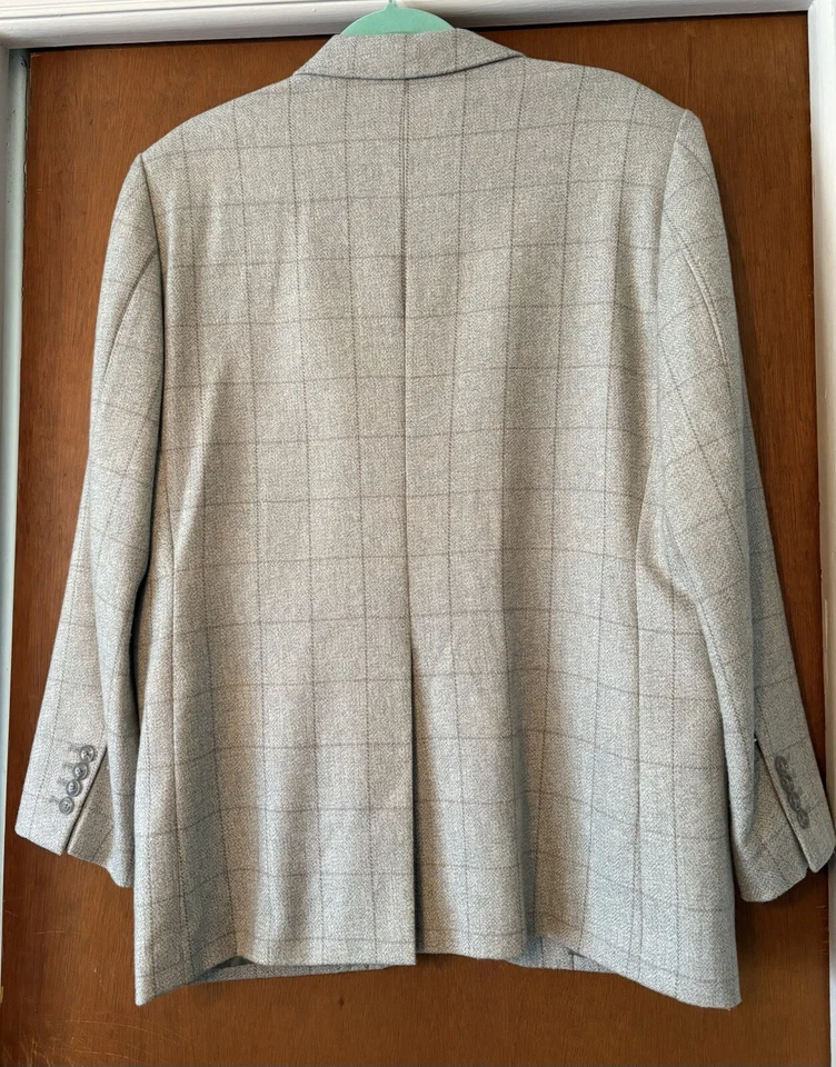 Casaco esportivo masculino 1881 Lanificio Cerruti lã de cashmere leve cinza forrado com botões 44R - Imagem 3 de 4