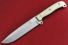 Busse Custom Boss Jack.18" Saber Ground Satin Blade, White Giraffe Bone Handle