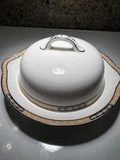 Rare CROOKSVILLE CHINA BUTTER DISH WITH LID 3 Pieces Has Insert! Antique!
