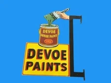 Porcelain Devoe Paints Enamel Sign Size 30x23.5 Inches double sided With flange