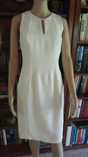 New Versace Ivory 42/6 Dress Keyhole with Rhinestone Silver Wool Fitted Body Con