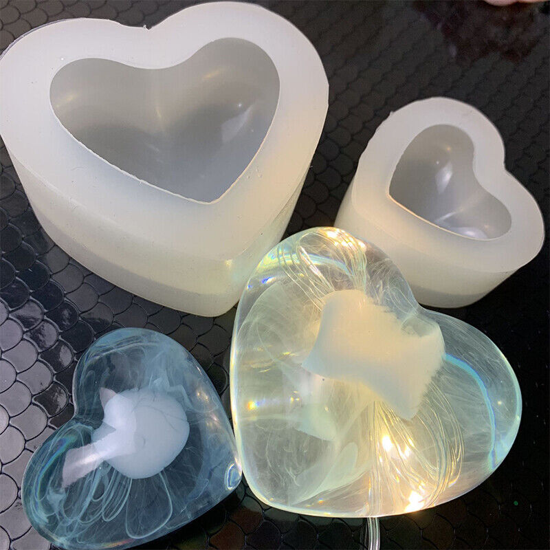 Chuwen Candle Holder Resin Molds, 2 Sizes Heart Candlestick Silicone Molds  for Epoxy Casting, DIY Crystal Crafts Epoxy Molds, Heart Resin Mold for