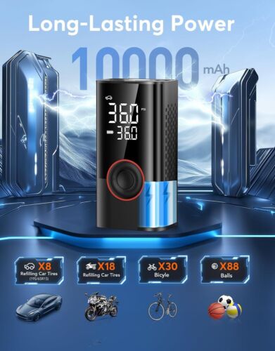 Tire Inflator Portable Air Compressor, 150PSI Smart Air Pump for Car Tires, LED - Picture 3 of 8