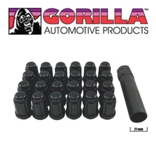 24 Gorilla Spline Tuner Lock Acorn Black Lug Nuts With Key 12x1.5 Wheels Rims T