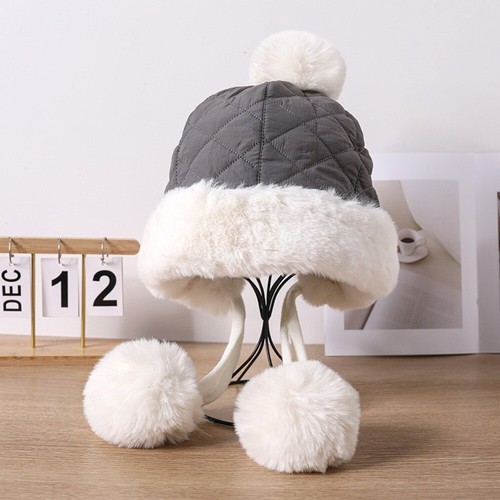 Solid Color Women Ear Protection Cap Keep Warm Plush Pullover Hat Outdoor - Picture 6 of 16