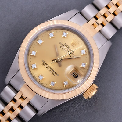 Rolex Lady Datejust 26 Champagne Diamond Dial Steel and 18k Gold Watch 69173