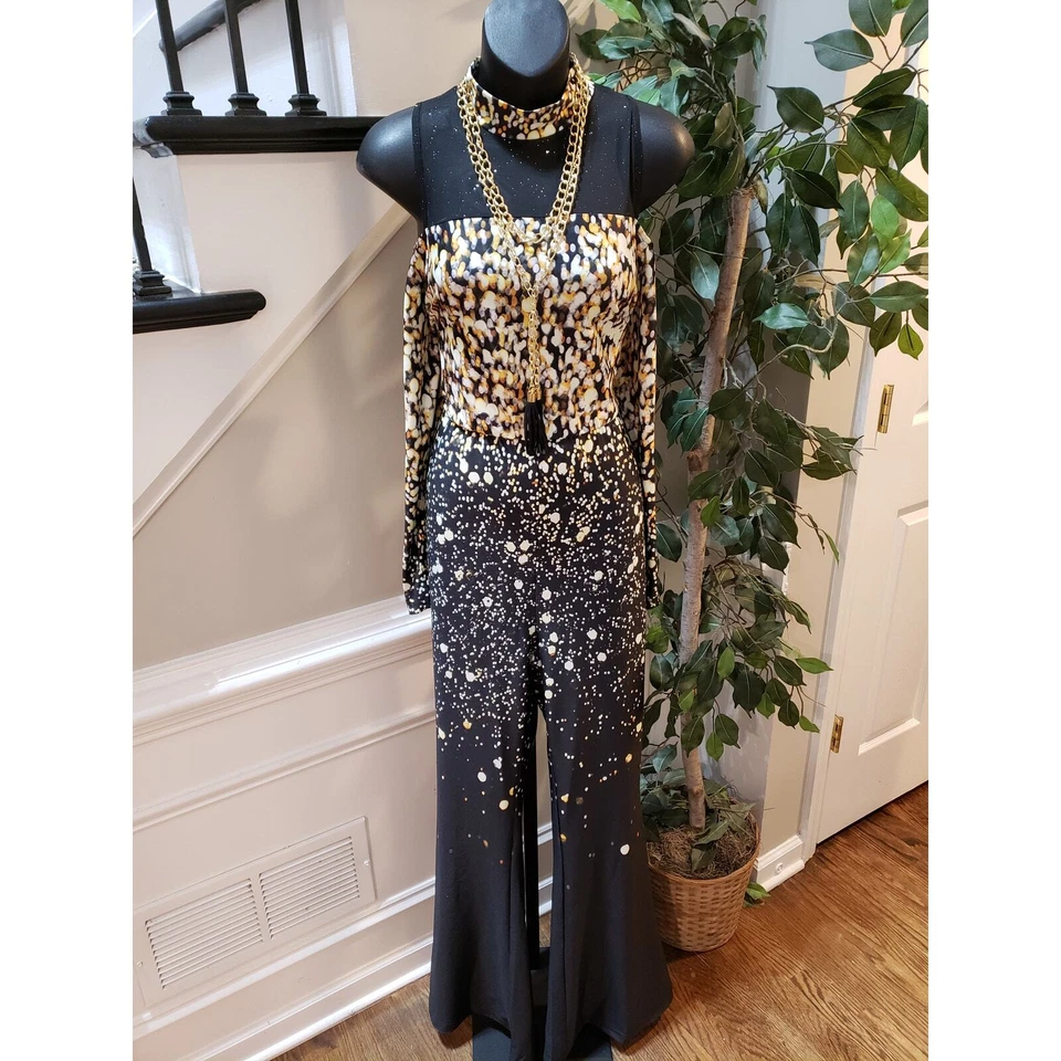 Mono Chicme para mujer XL negro a lunares cuello falso encaje inserción hombro frío Foto 2 de 4