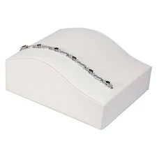 White Faux Leather Bracelet Jewelry Display Holder Medium Contour Bracelet Stand
