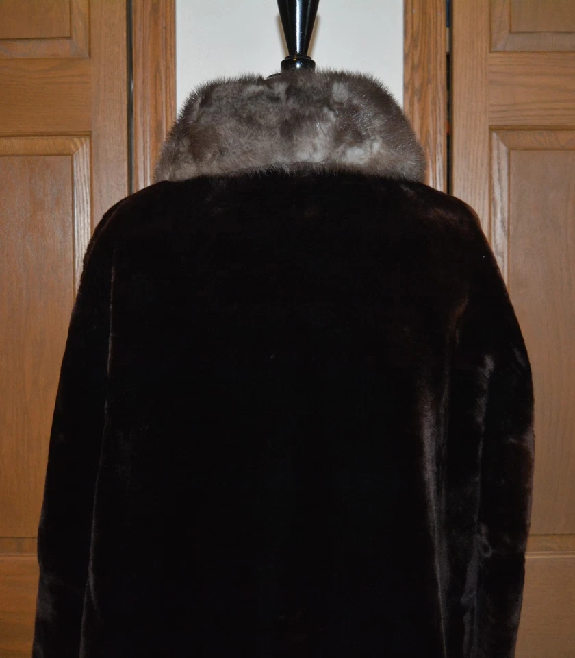 Винтажный женщин подлинный стриженный мех ягненка шерсти Тренч S/M Alysha печати окрашенный ягненок EC - Изображение 4 из 4