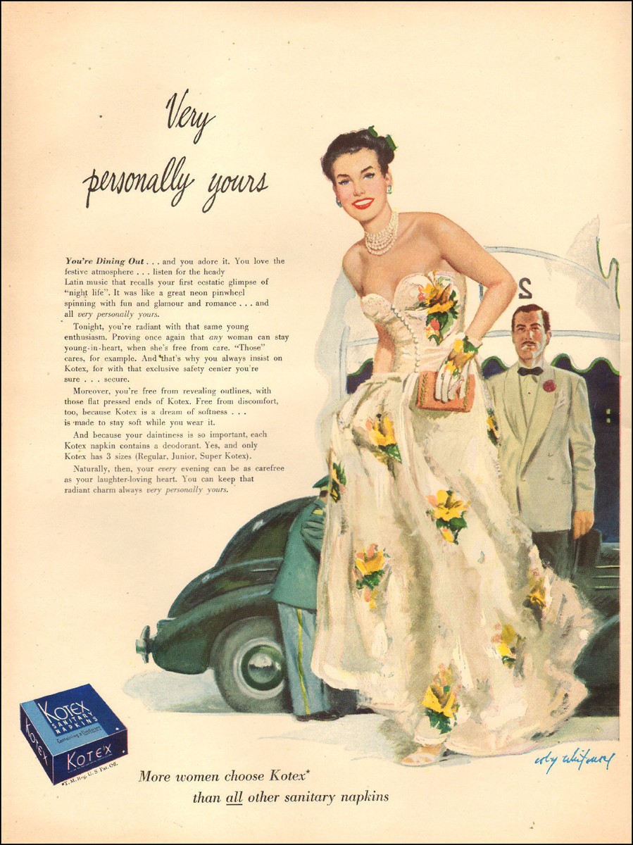 1940s vintage Ad for KOTEX Sanitary Napkins great art by Coby